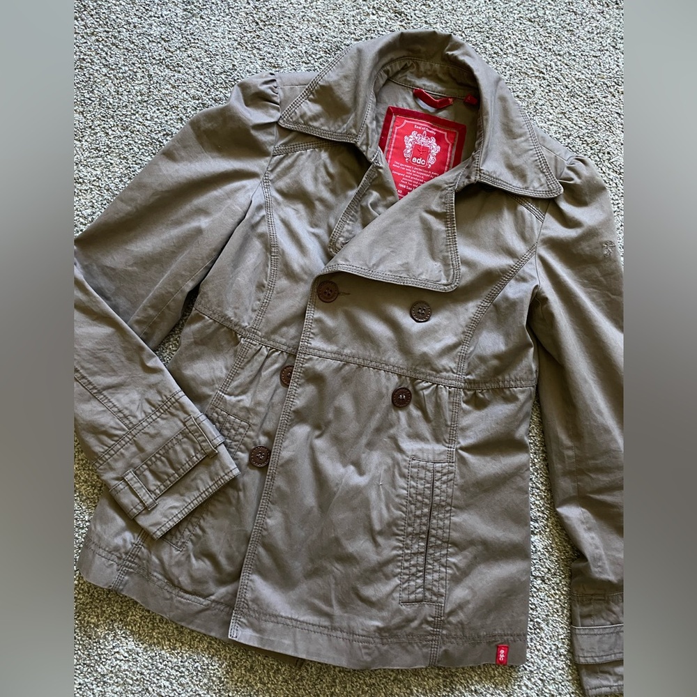 Esprit EDC Double-Breasted Taupe Jacket 100% Cotton Gilmore Girls Style (S) - Picture 3 of 12